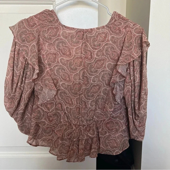The Kooples Printed Ruffle Top- Size 1; Never Worn - Picture 2 of 11